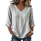 Casual damesblouse met V-hals en 3/4-mouwen