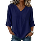 Casual damesblouse met V-hals en 3/4-mouwen