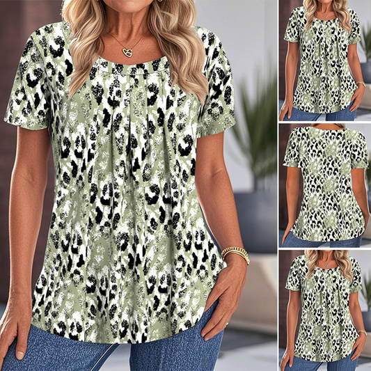 💥【LIMITED TIME 50% OFF】🔥 Oversized Ronde Hals Print Top | Relaxte Pasvorm | Kreukvrij & Ademend | Uniek Artistiek Patroon | Groen/Paars/Blauw S-3XL