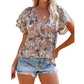 👚Casual damesblouse met V-hals en bloemenprint🌸