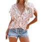 👚Casual damesblouse met V-hals en bloemenprint🌸