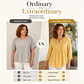 Damesblouse met lange mouwen, plooien en Henley-hals