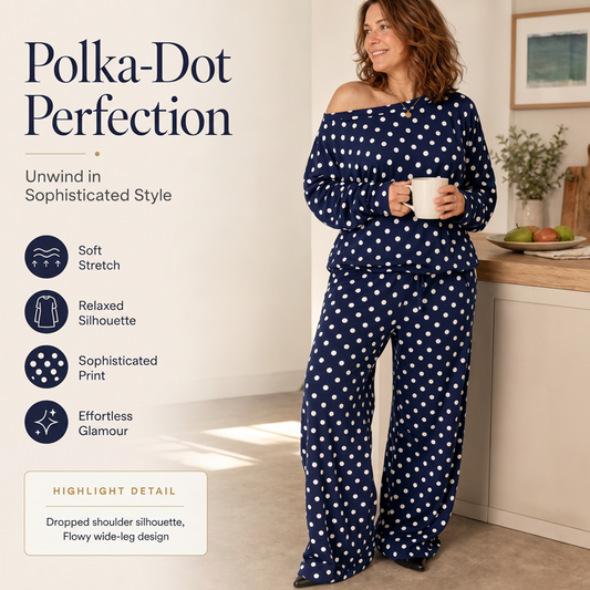 Tweedelige set met polkadots en blote schouders voor dames