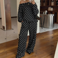 Tweedelige set met polkadots en blote schouders voor dames