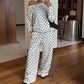 Tweedelige set met polkadots en blote schouders voor dames