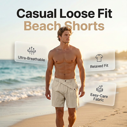 Zomerse linnen herenshorts, casual, losse pasvorm, strandshorts