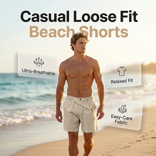 Zomerse linnen herenshorts, casual, losse pasvorm, strandshorts