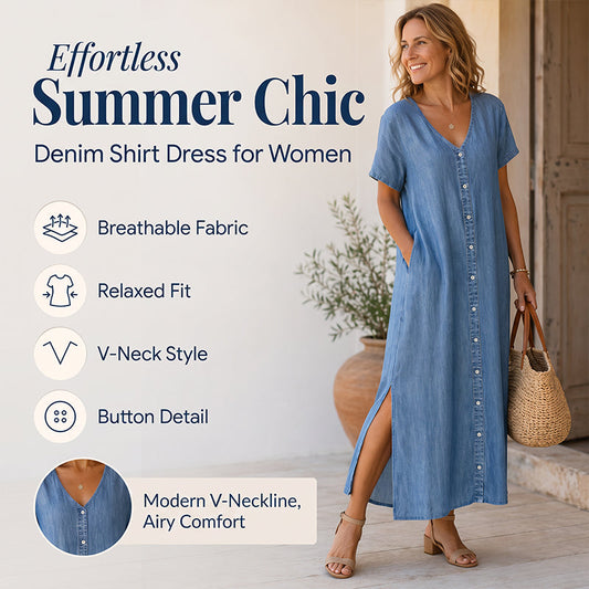 🌸Zomerse casual damesjurk met knopen aan de voorkant – Moeiteloze stijl en dagelijks comfort 💐