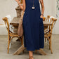 Mouwloze casual jurk met ronde hals voor dames, losvallende maxi-jurk in linnenlook met zakken