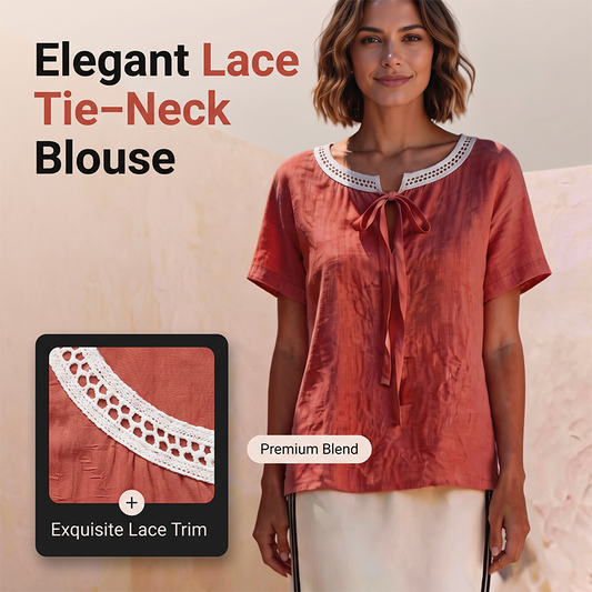 ✨🎀 TIJDELIJKE AANBIEDING: 50% KORTING! 🌸Top met kanten strik in de hals – Fijn kant en flatterende strik – Perfect voor romantische afspraakjes.