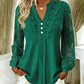 Dames-top met V-hals, lange mouwen en patchwork van kant