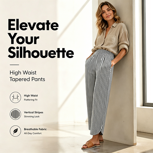 Casual gestreepte broek met hoge taille voor dames