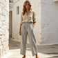 Casual gestreepte broek met hoge taille voor dames