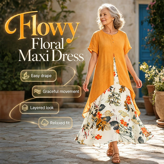 Casual jurk voor dames met gelaagde look en bloemenprint