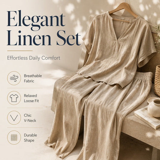 Casual katoen-linnen loungewear-set voor dames