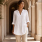 Casual damesblouse met V-hals en plooien