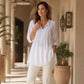 Casual damesblouse met V-hals en plooien
