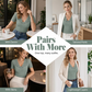 Dames-top met V-hals, korte mouwen en kanten details in slim-fit pasvorm