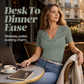 Dames-top met V-hals, korte mouwen en kanten details in slim-fit pasvorm