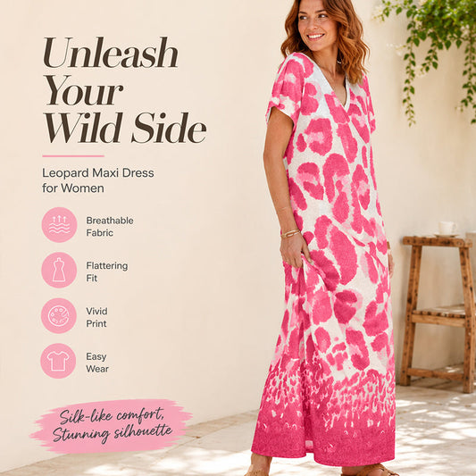 Casual jurk met V-hals en luipaardprint voor dames