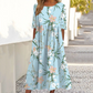 👗🌸Elegante lange jurk met bloemenprint en ronde hals voor dames
