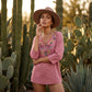 Vintage top met bloemenborduursel en V-hals voor dames