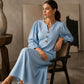 Casual maxi-jurk met V-hals en pofmouwen voor dames