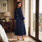 Casual maxi-jurk met V-hals en pofmouwen voor dames