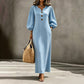 Casual maxi-jurk met V-hals en pofmouwen voor dames