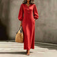 Casual maxi-jurk met V-hals en pofmouwen voor dames