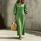 Casual maxi-jurk met V-hals en pofmouwen voor dames