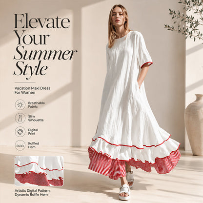 Zomerse maxi-jurk met gelaagde ruches voor dames