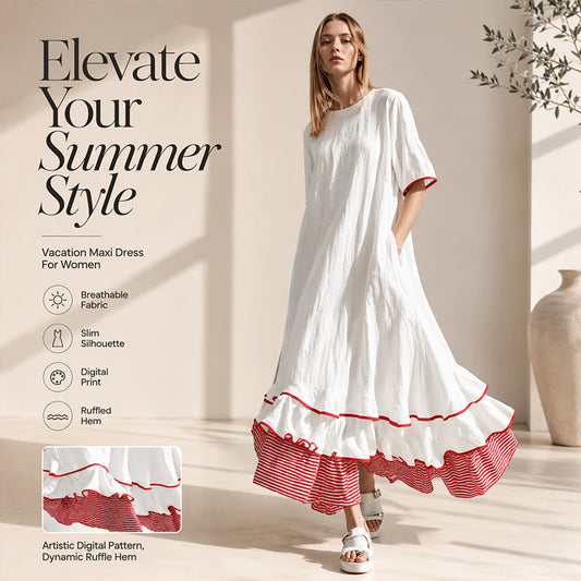 Zomerse maxi-jurk met gelaagde ruches voor dames