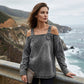 Damesmode: denimtop met brede bandjes