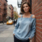 Damesmode: denimtop met brede bandjes