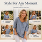 Dames-T-shirt met korte mouwen en denimprint