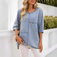 Dames-T-shirt met korte mouwen en denimprint
