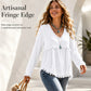 Casual dames-top met V-hals en lange mouwen