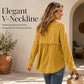 Casual dames-top met V-hals en lange mouwen