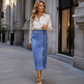 ✨🛍️Nieuwe aanwinst - Vintage denim wikkelrok – Verstelbare sluiting met strik aan de zijkant en veelzijdige midi-lengte, geschikt voor zowel overdag als ’s avonds