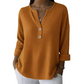👚Topkeuze - Henley-shirt met V-hals en wafelstructuur – Ademende stof en veelzijdige effen kleuren 🌿