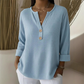👚Topkeuze - Henley-shirt met V-hals en wafelstructuur – Ademende stof en veelzijdige effen kleuren 🌿