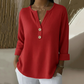 👚Topkeuze - Henley-shirt met V-hals en wafelstructuur – Ademende stof en veelzijdige effen kleuren 🌿