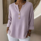 👚Topkeuze - Henley-shirt met V-hals en wafelstructuur – Ademende stof en veelzijdige effen kleuren 🌿