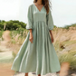 💕Nieuw binnen👗Maxijurk met V-hals en plooien voor dames