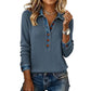 Dames-top van patchwork-breisel met denimkraag en lange mouwen