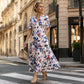☀️👗Topkeuze - Casual midi-jurk met bloemenprint en V-hals – soepel vallend en romantische print