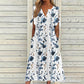 ☀️👗Topkeuze - Casual midi-jurk met bloemenprint en V-hals – soepel vallend en romantische print