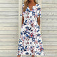 ☀️👗Topkeuze - Casual midi-jurk met bloemenprint en V-hals – soepel vallend en romantische print