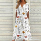 ☀️👗Topkeuze - Casual midi-jurk met bloemenprint en V-hals – soepel vallend en romantische print